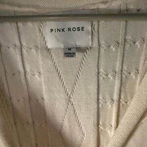 Pink Rose Women's V-Neck Cream Sweater